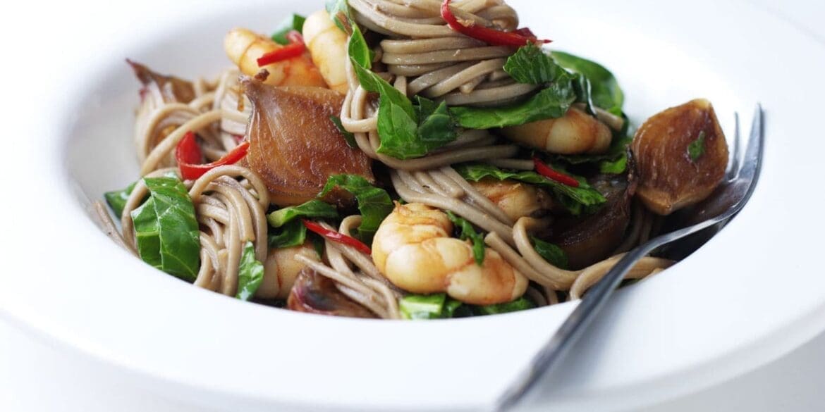 prawn buckwheat noodles