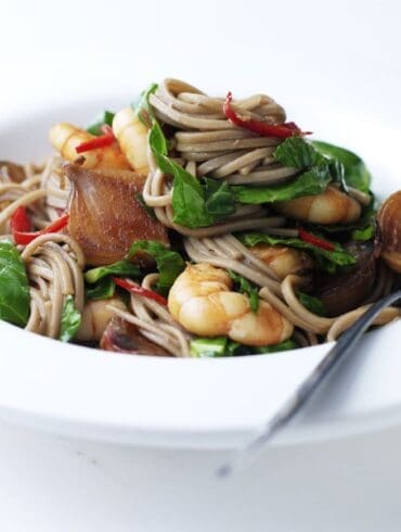 prawn buckwheat noodles