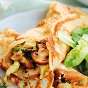 Garlic mushroom and brie pancakes