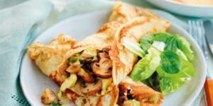 Garlic mushroom and brie pancakes
