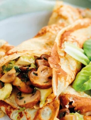 Garlic mushroom and brie pancakes