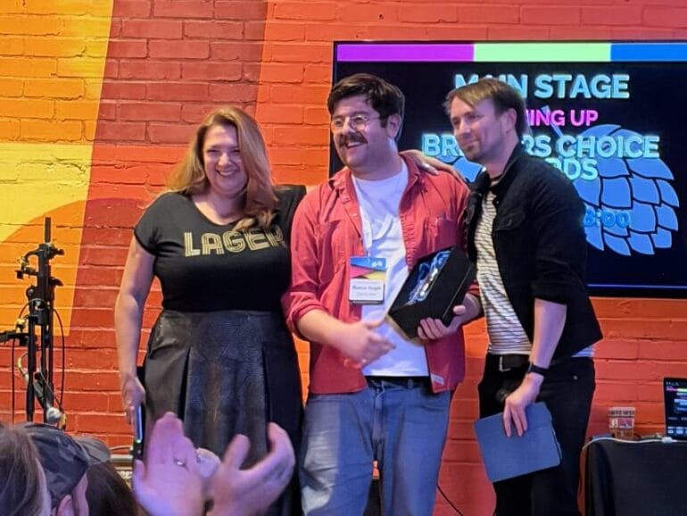 Reece Hugill receiving his award