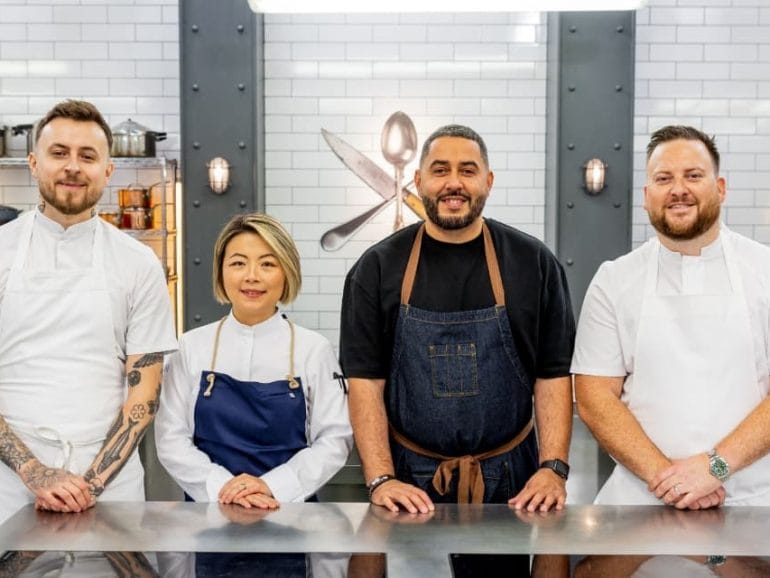l-r Jamie Keeble, Weike Zhao, Ryan McVay and Cal Byerley (Image credit: BBC/Optomen Television Limited)