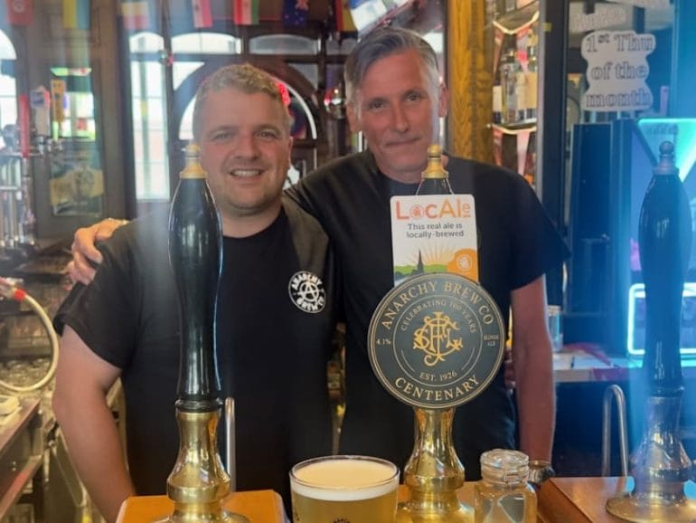 Phil Beaty from Anarchy and Micky Conroy, manager of The Chillingham on Chillingham Road